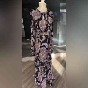 Express Paisley Maxi Long Sleeve Dress